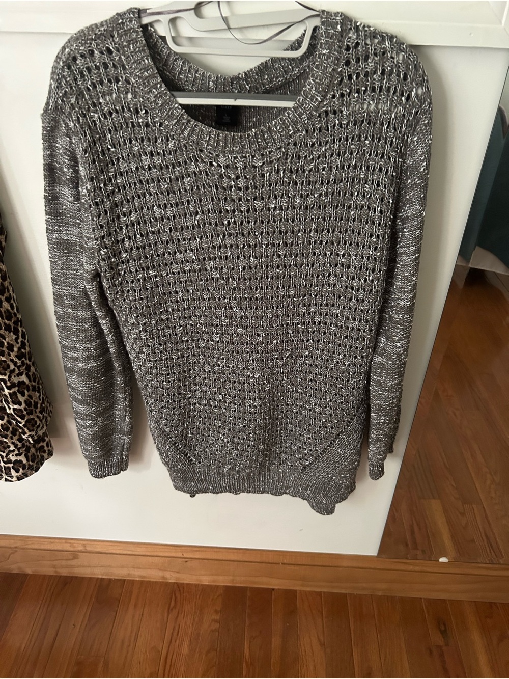 Women's Silver/Gray Open-Knit Sweater